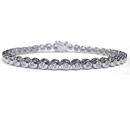 Sterling Silver  CZ Rub Over Tennis Bracelet 4.5mm - ABB116A