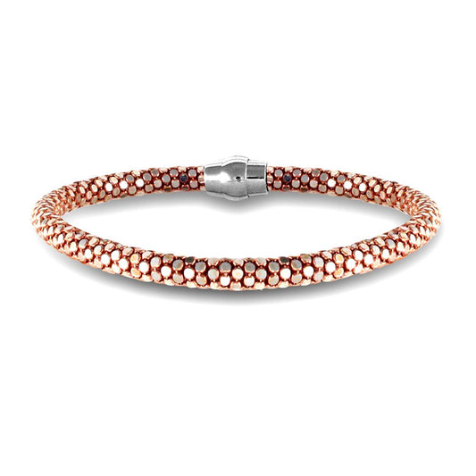 Silver  Rose Gold plated Snakeskin Mirror Popcorn Chain Bracelet - ABB135D