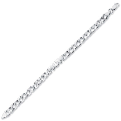 Womens Rhodium Plated Silver  MUM Family Bracelet 7mm 7.5" - ABB162