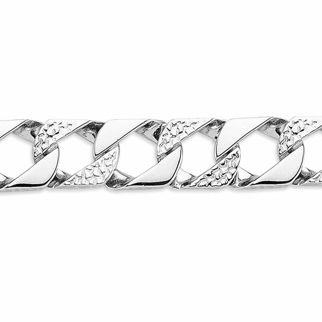 Mens Rhodium Plated Silver  Lizard Scale Curb Bracelet 11mm 8.5" - ABB166B-8.5