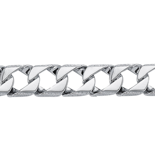 Mens Rhodium Plated Silver  Lizard Edge Curb Bracelet 12mm 8.5'' - ABB167B-8.5