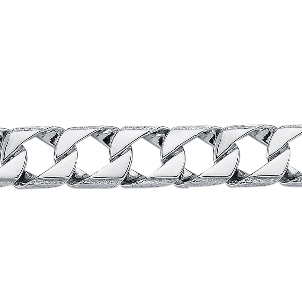 Mens Rhodium Plated Silver  Lizard Edge Curb Bracelet 12mm 8.5" - ABB167B-8.5