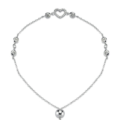 Silver  CZ Love Hearts Bubbles 1mm Adjustable Slider Bracelet 8.5" - ABB171