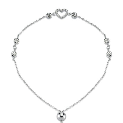 Silver  CZ Love Hearts Bubbles 1mm Adjustable Slider Bracelet 8.5" - ABB171