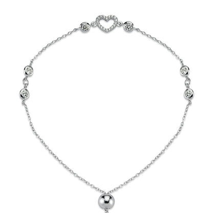 Silver  CZ Love Hearts Bubbles 1mm Adjustable Slider Bracelet 8.5" - ABB171