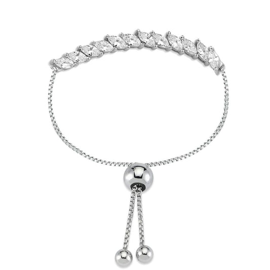 Silver Marquise CZ Eternity Line Adjustable Slider Bracelet 8.5" - ABB175