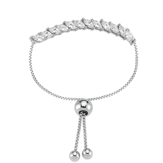 Silver  Marquise CZ Eternity Line Adjustable Slider Bracelet 8.5" - ABB175