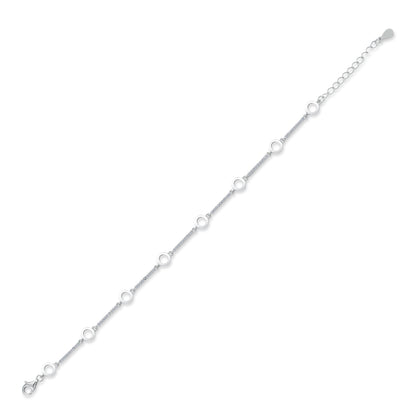 Sterling Silver  CZ Alternating Halo Link Tennis Bracelet 7" - ABB183