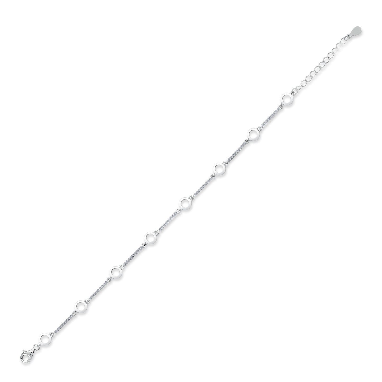 Sterling Silver  CZ Alternating Halo Link Tennis Bracelet 7" - ABB183
