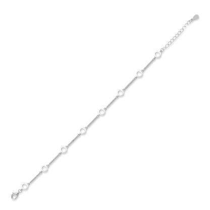 Sterling Silver  CZ Alternating Halo Link Tennis Bracelet 7" - ABB183