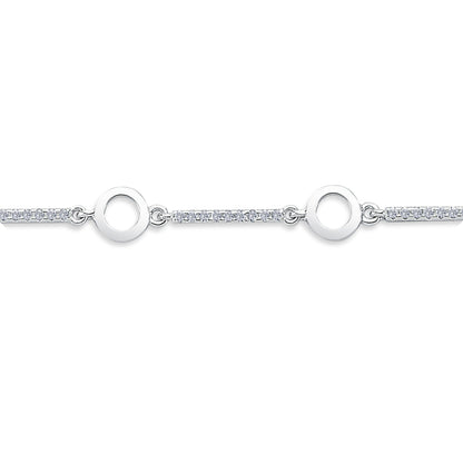 Sterling Silver  CZ Alternating Halo Link Tennis Bracelet 7" - ABB183