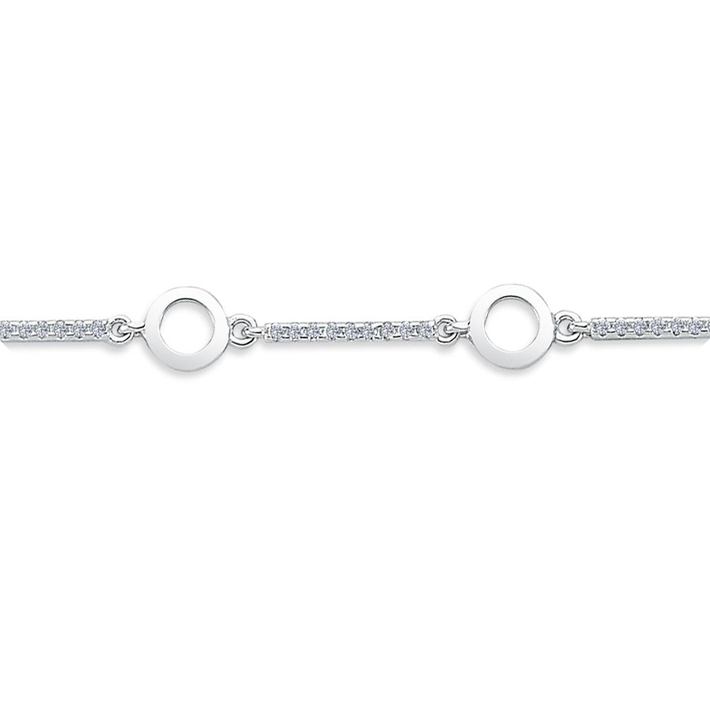 Sterling Silver  CZ Alternating Halo Link Tennis Bracelet 7" - ABB183