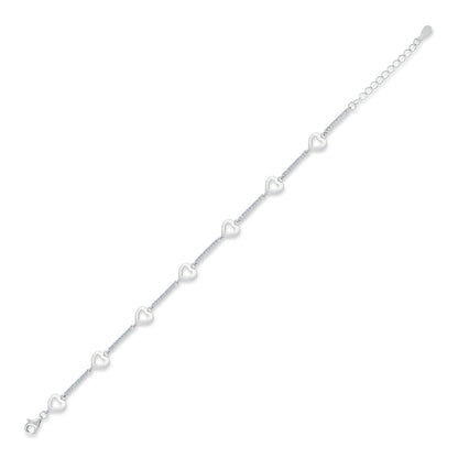 Silver  CZ Alternating Love Heart Link Tennis Bracelet 7.5" - ABB184