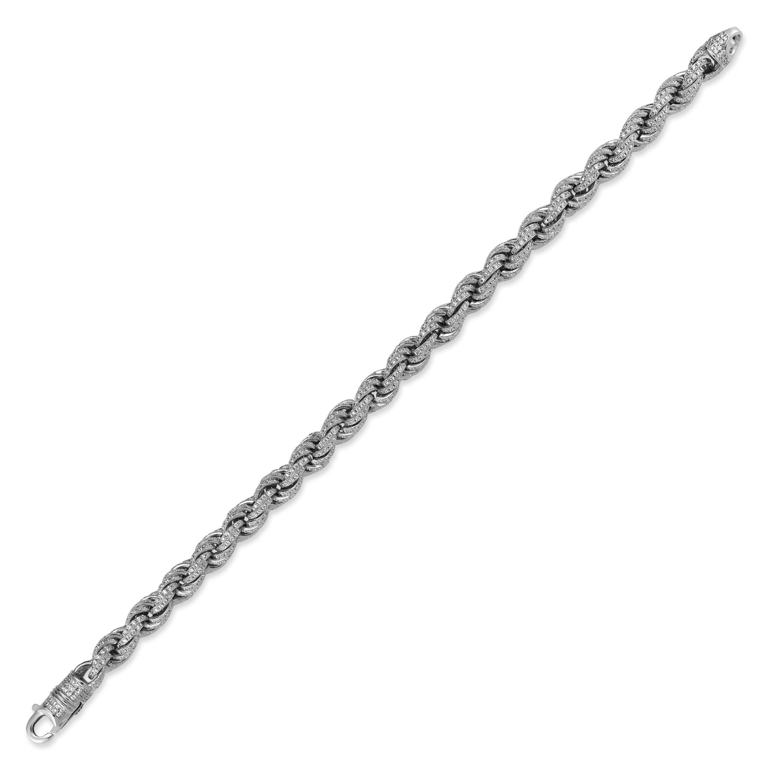 Mens Silver  CZ Chunky Fizzy Candy Twist Rope Chain Bracelet 8.5" - ABB189