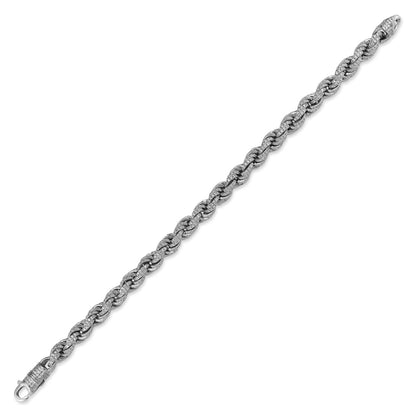 Mens Silver  CZ Chunky Fizzy Candy Twist Rope Chain Bracelet 8.5" - ABB189