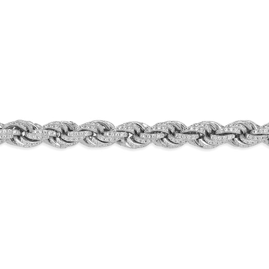 Mens Silver  CZ Chunky Fizzy Candy Twist Rope Chain Bracelet 8.5" - ABB189