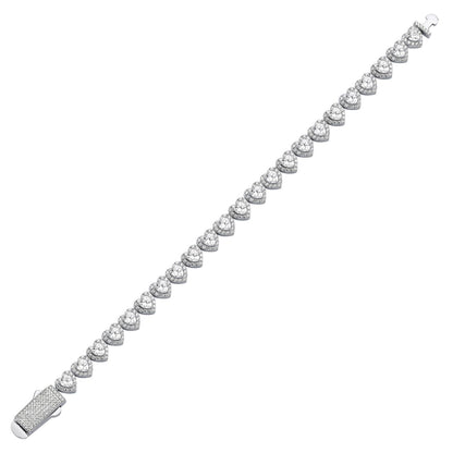 Silver  Heart CZ Sweetie Halo Love Hearts Line Bracelet 7.5" - ABB192