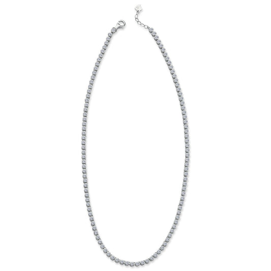 Sterling Silver  CZ Donut Bezel Eternity Tennis Necklace 17" - ABB194