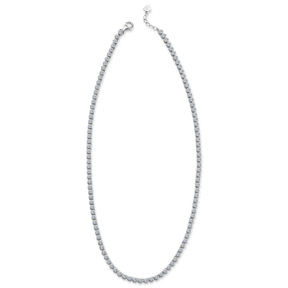 Sterling Silver  CZ Donut Bezel Eternity Tennis Necklace 17" - ABB194