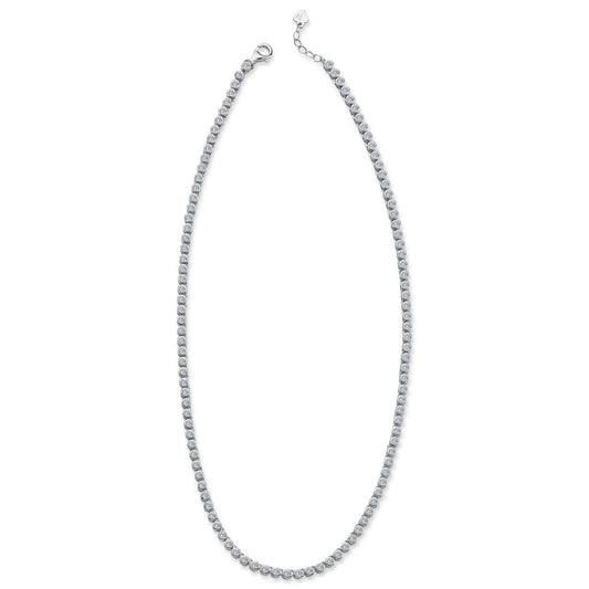 Sterling Silver  CZ Donut Bezel Eternity Tennis Necklace 17" - ABB194