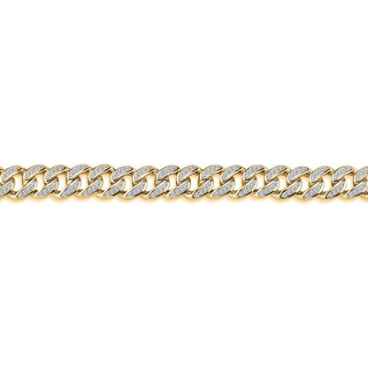 Men's Gold-Plated Silver  Round CZ Cuban Curb Link Chain Bracelet - ABB197-GP