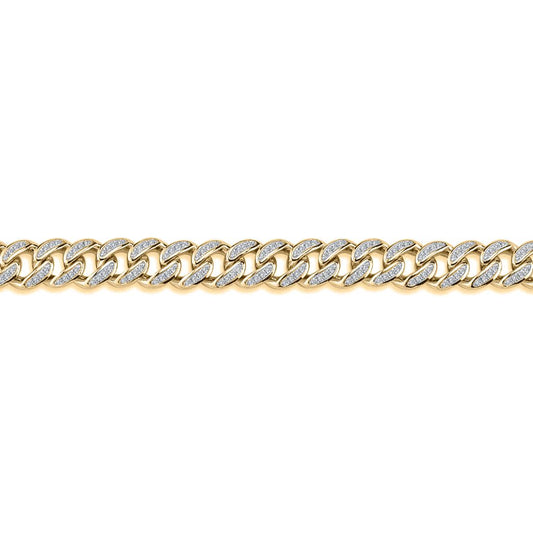 Men's Gold-Plated Silver  Round CZ Cuban Curb Link Chain Bracelet - ABB197-GP