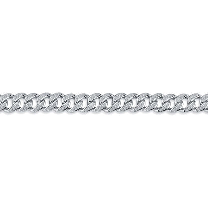 Men's Silver  Round CZ Cuban Curb Link Chain Bracelet - ABB197