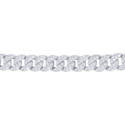 Silver  CZ Encrusted Cuban Curb 6mm Chain Bracelet 7.75" 195mm - ABB198-7.5