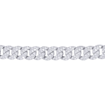 Men's Silver  Round CZ Encrusted Cuban Curb 6mm Chain Bracelet - ABB198-8.5