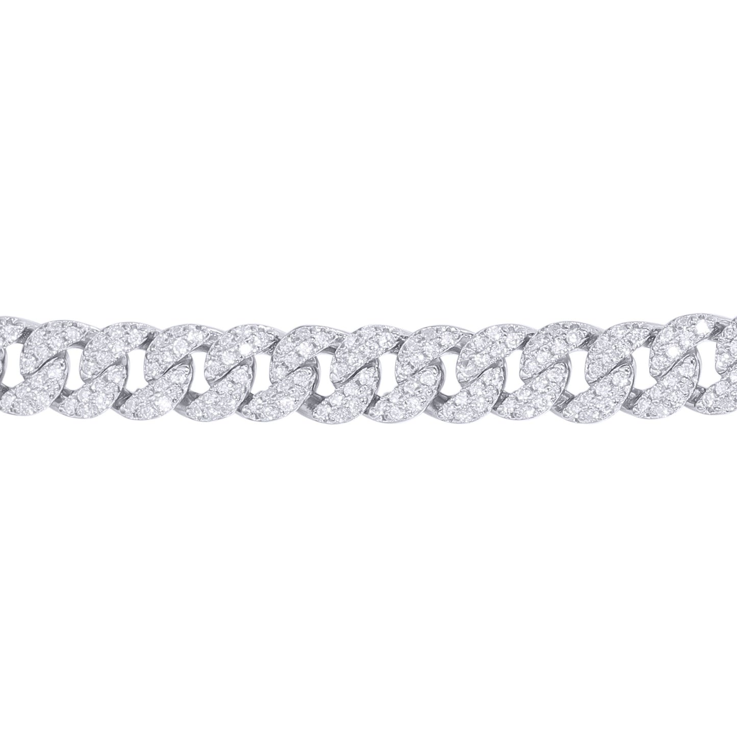 Men's Silver  Round CZ Encrusted Cuban Curb 6mm Chain Bracelet - ABB198-8.5