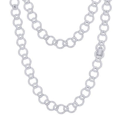 Silver  CZ Circle Eclipse Ring Links Collarette Necklace 1½oz - ABB206-18