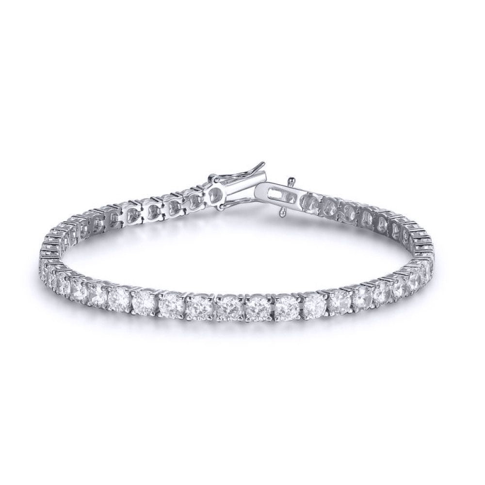 Silver  Round CZ 4-Claw Tennis Bracelet 4.2mm 10.00CTS - ABB208