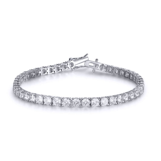 Silver  Round CZ 4-Claw Tennis Bracelet 4.2mm 10.00CTS - ABB208