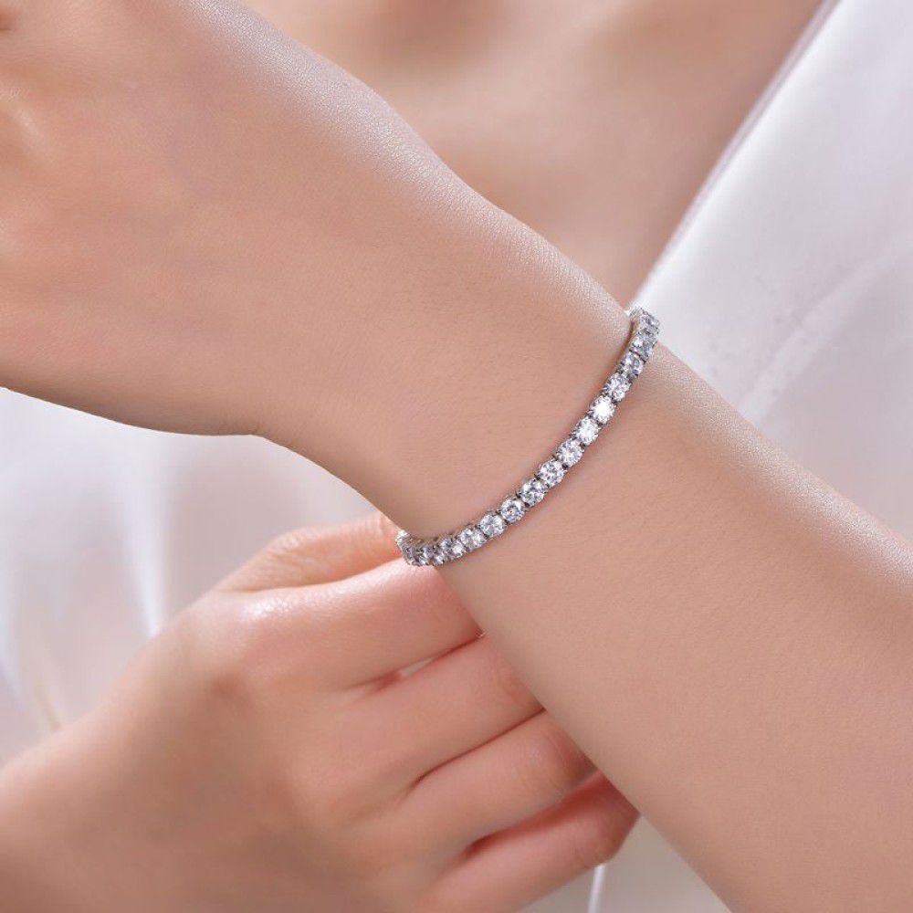 Silver  Round CZ 4-Claw Tennis Bracelet 4.2mm 10.00CTS - ABB208