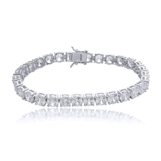 Silver  Round CZ 25 Carats 4-Claw 6mm Tennis Bracelet ½oz - ABB209