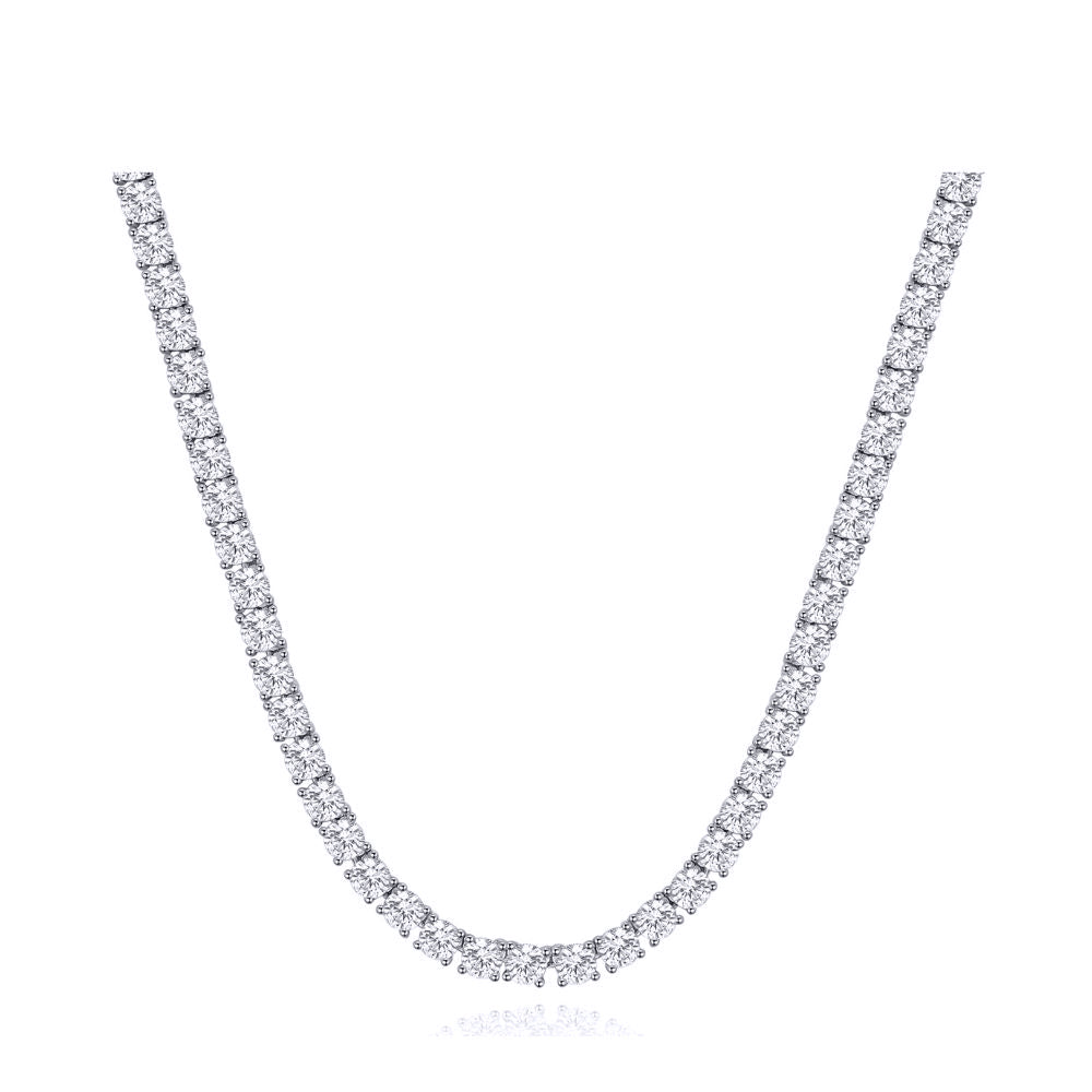 Silver  Round CZ 30 Carats 4-Claw 4.25mm Tennis Necklace 1oz - ABB210