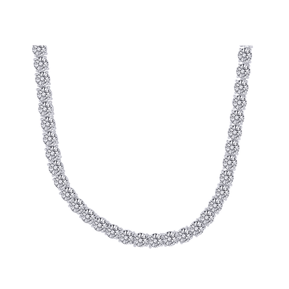 Silver  Round CZ 64 Carats 6mm Tennis Necklace - ABB211