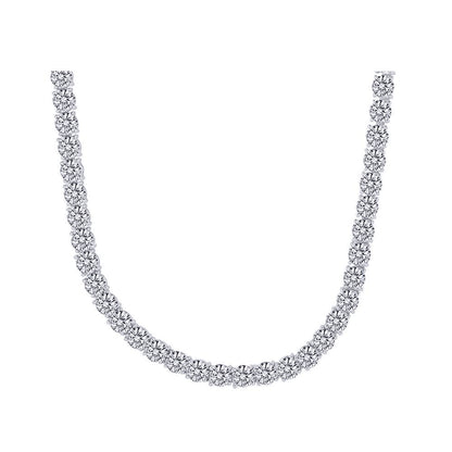 Silver  Round CZ 64 Carats 6mm Tennis Necklace - ABB211