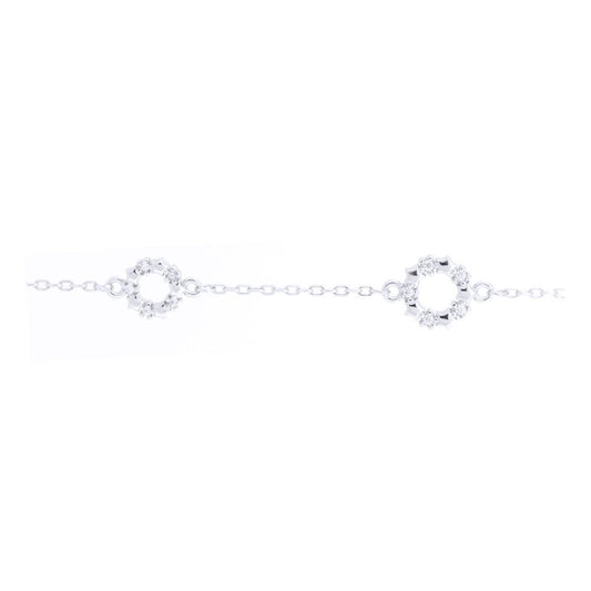 Silver  Round CZ Star Ring Charm Bracelet - ABB217