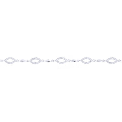 Silver  Round CZ Cats Eye Halo Cocoon Tennis Bracelet - ABB218