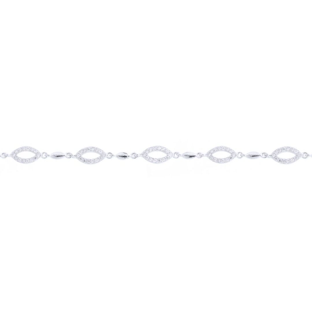 Silver  Round CZ Cats Eye Halo Cocoon Tennis Bracelet - ABB218