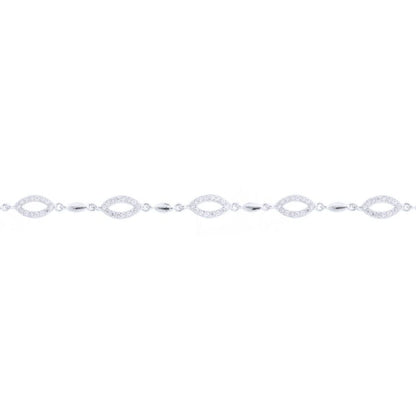 Silver  Round CZ Cats Eye Halo Cocoon Tennis Bracelet - ABB218