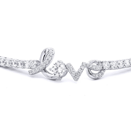 Silver  CZ Pave "LOVE" Script Tennis Bracelet 19-23cm 7.5-9" - ABB255