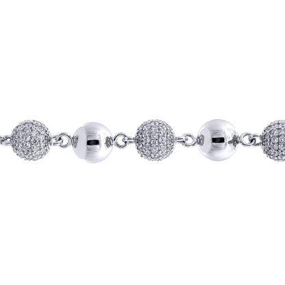Silver  CZ Pave Disco Ball Bead Bracelet 10mm 8" 20.5cm - ABB258
