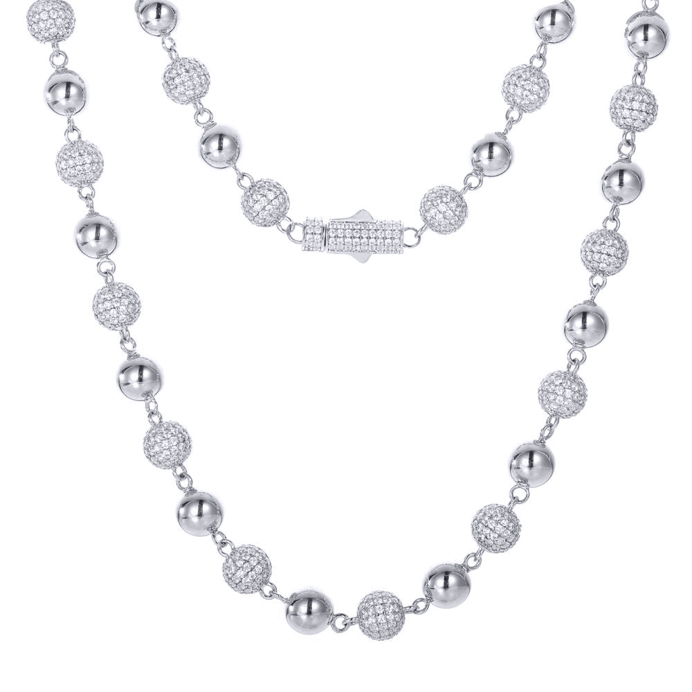 Rhodium Plated Sterling Silver Cubic Zirconia Necklace - ABB258