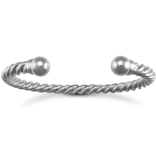 Sterling Silver  twisted Torque Mens Bangle Bracelet 7mm - ABG012