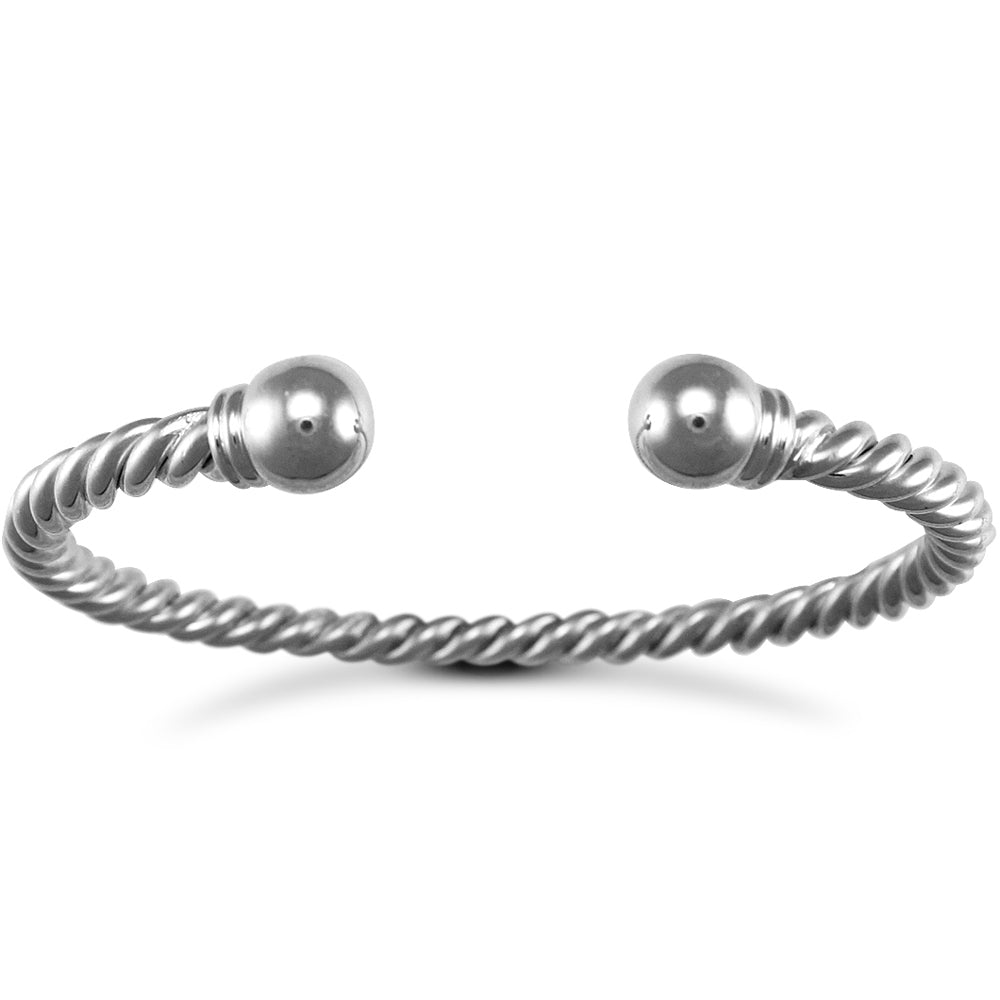 Sterling Silver  twisted Torque Mens Bangle Bracelet 5mm - ABG013