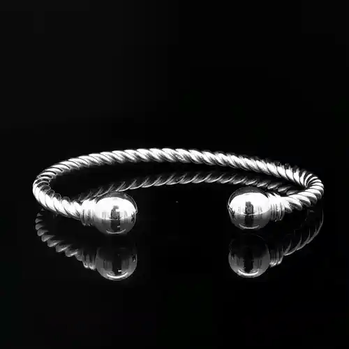 Sterling Silver  twisted Torque Ladies Bangle Bracelet 4.5mm - ABG015