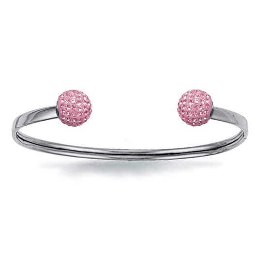 Sterling Silver  Crystal Disco Ball Torque Ladies Bangle - ABG027