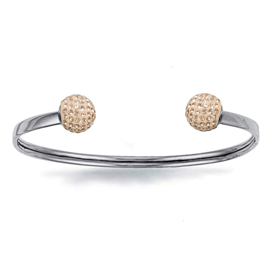 Sterling Silver  Crystal Disco Ball Torque Ladies Bangle - ABG028